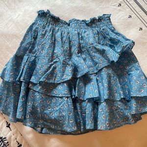 Loveshackfancy blue mini skirt